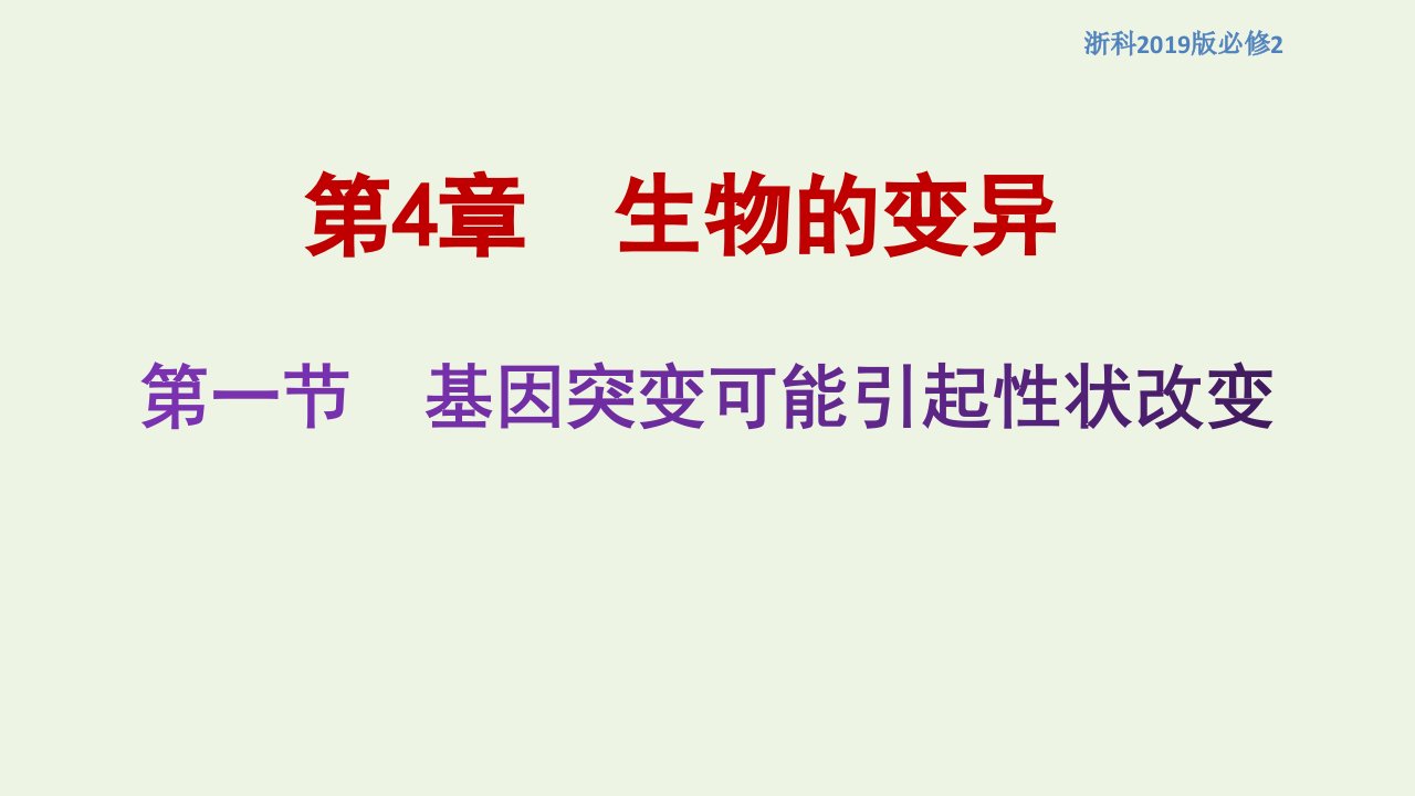 新教材高中生物第四章生物的变异第一节基因突变可能引起性状改变课件2浙科版必修2