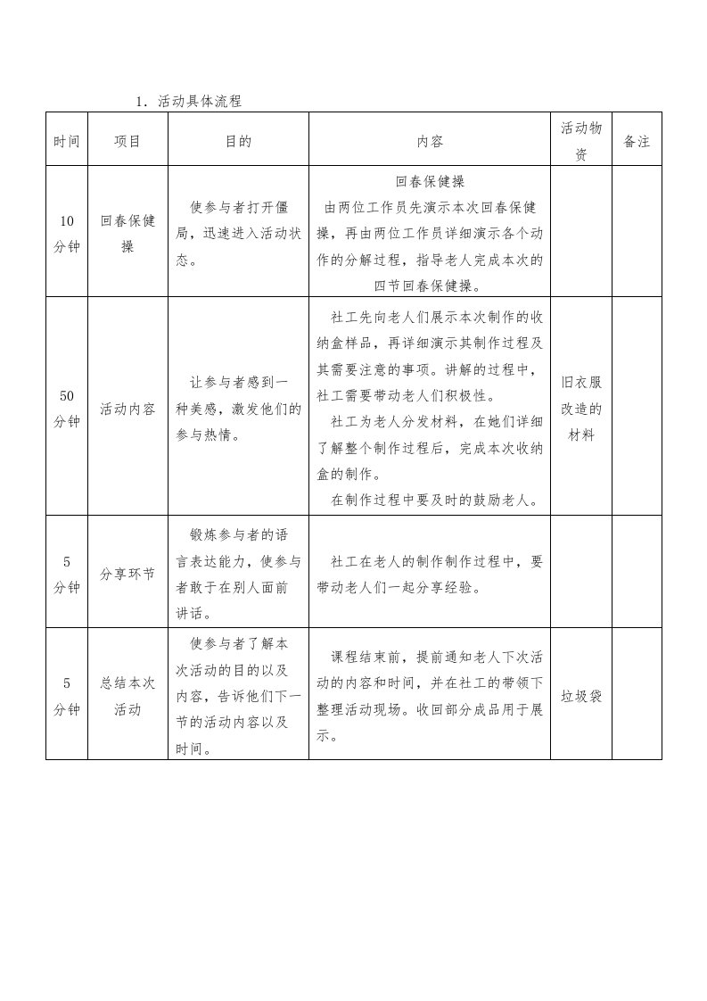 社会工作小组活动流程