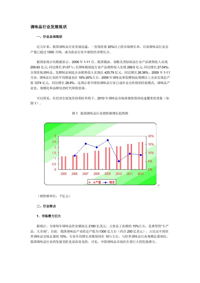 调味品行业发展趋势