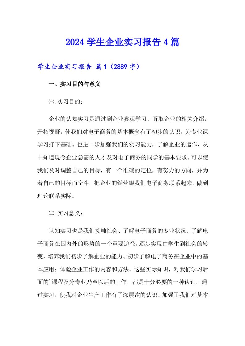 2024学生企业实习报告4篇