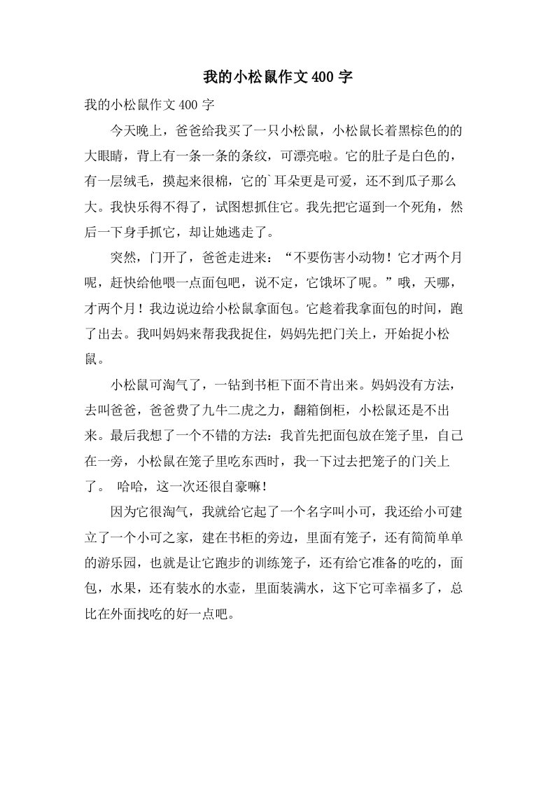 我的小松鼠作文400字