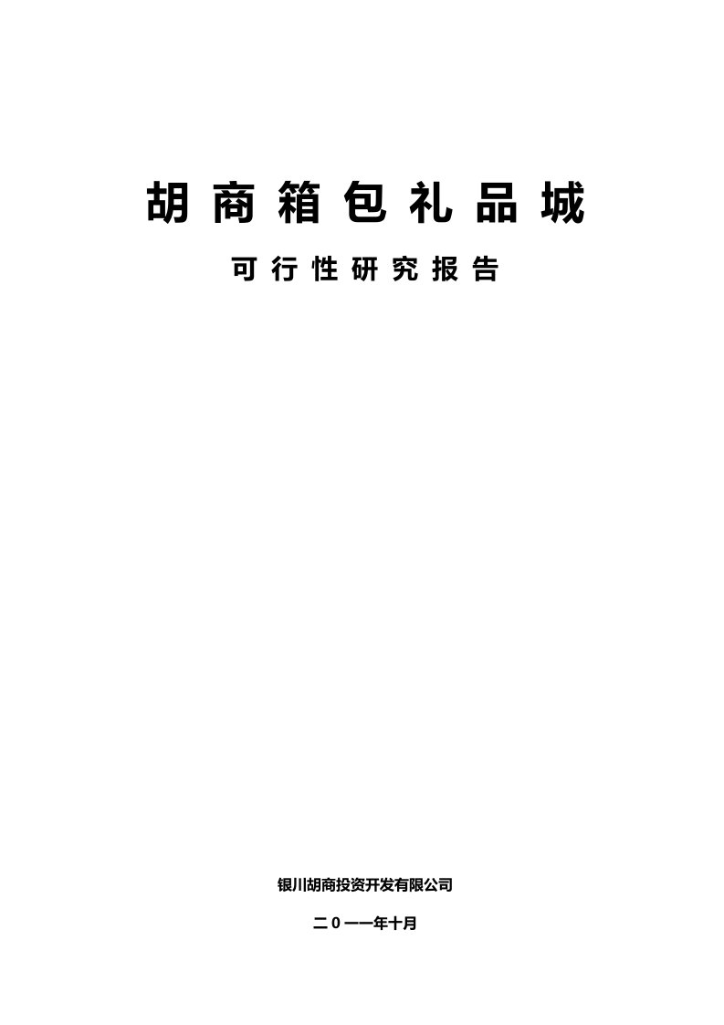 银川胡商国际箱包礼品城可行性研究报告