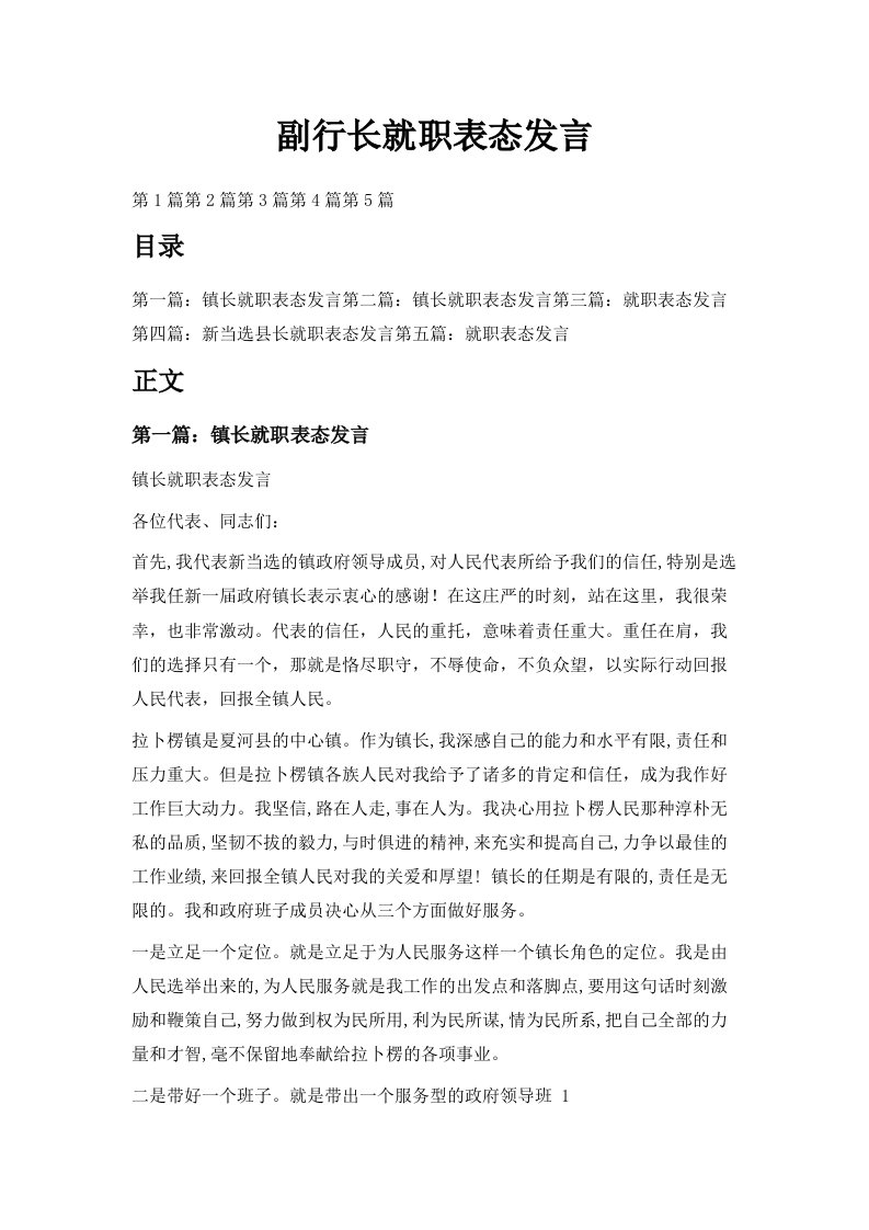 副行长就职表态发言