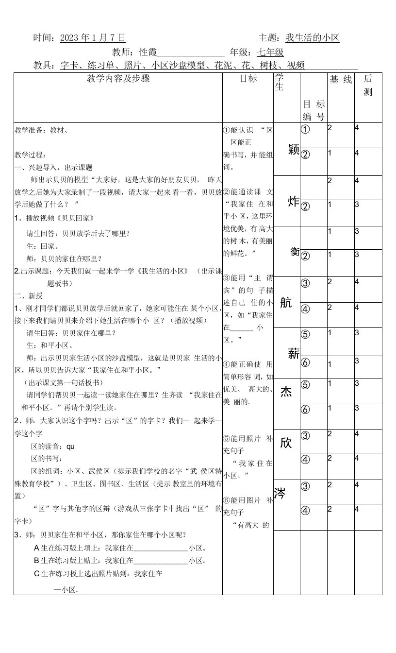 小学特教综合人教三年级下册目录陈霞教案