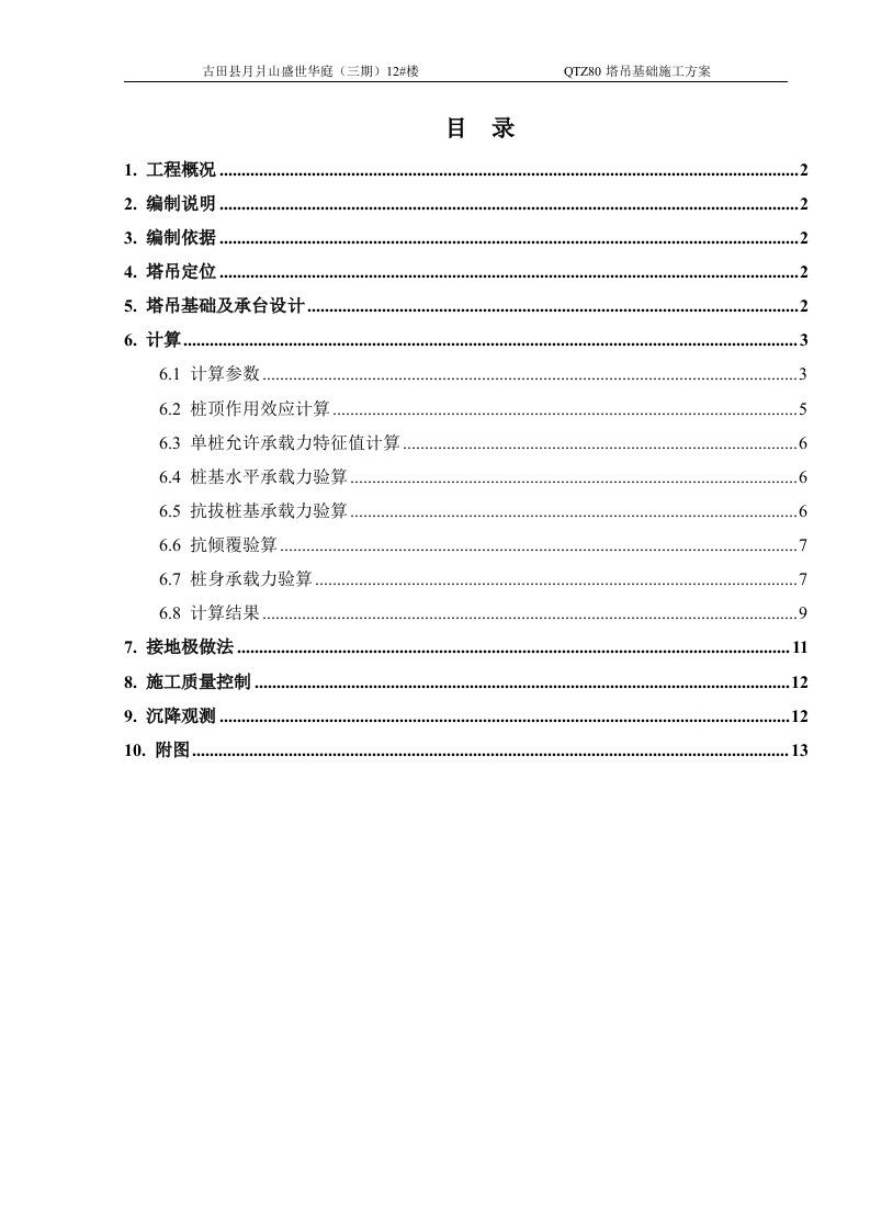 福建某小区高层住宅楼QTZ80塔吊基础施工方案(含计算书、示意图).doc