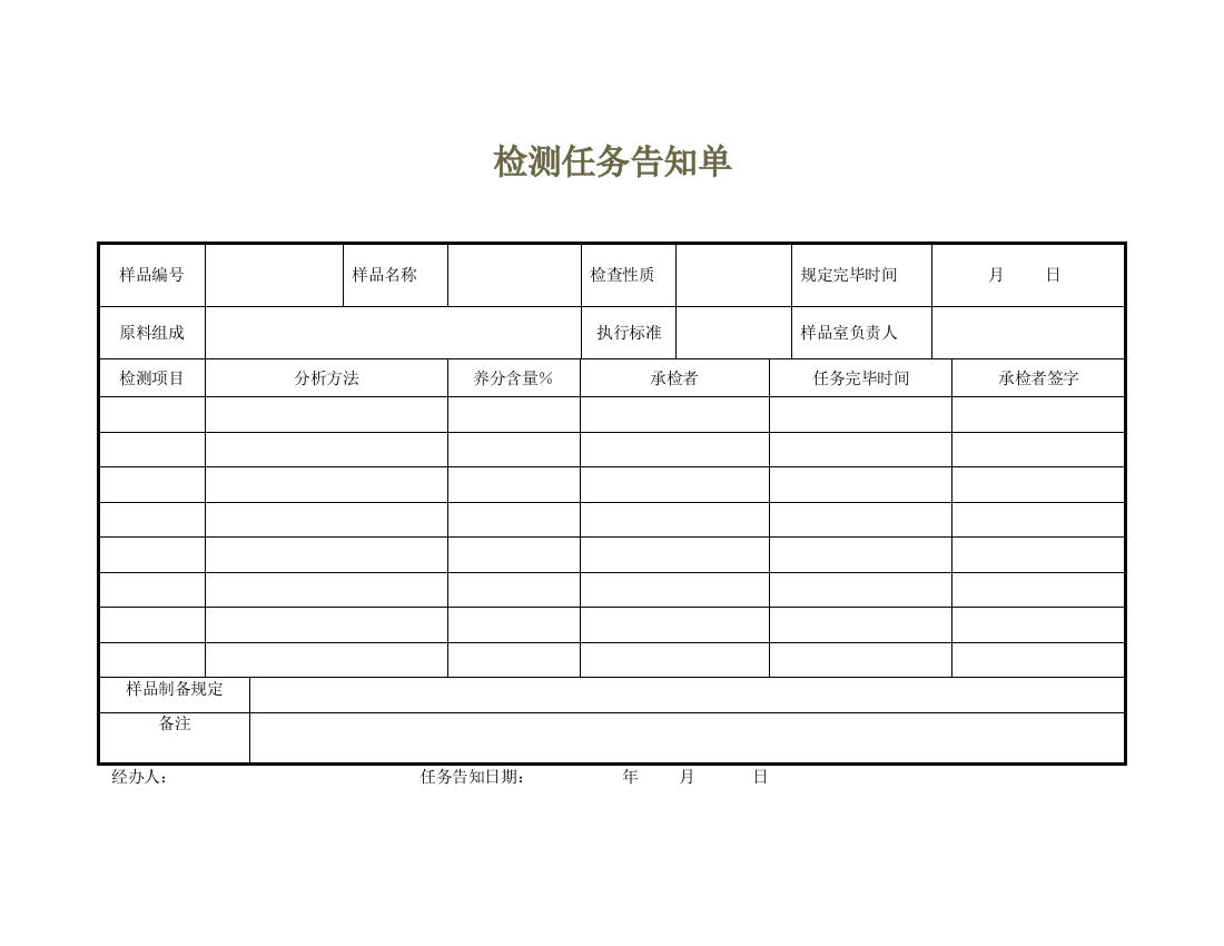 化验室各类原始记录表格