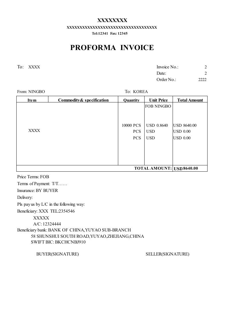 PROFORMA