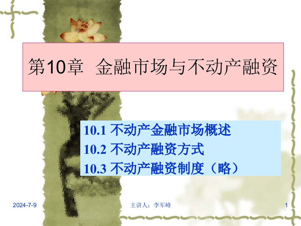 金融保险-第10章金融市场与不动产融资