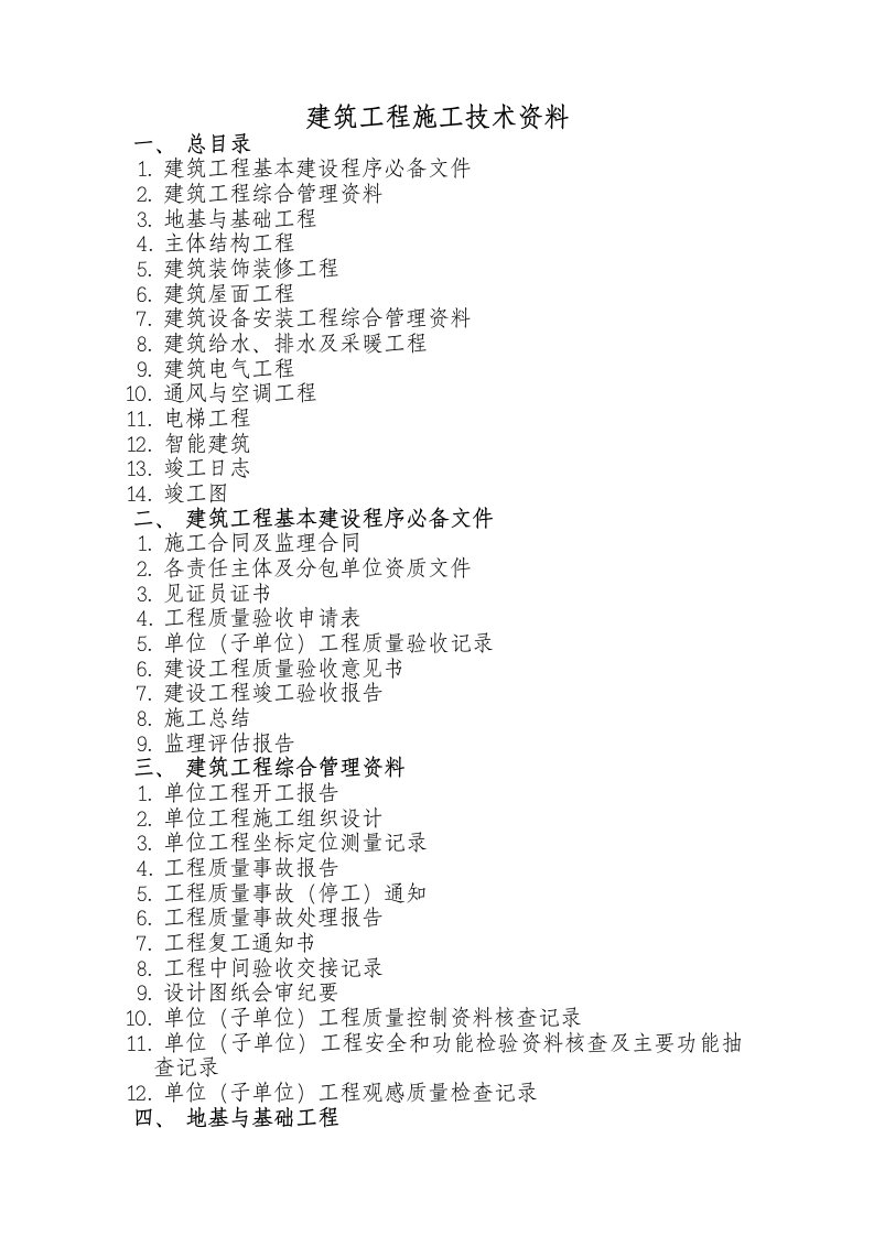 建筑工程施工技术资料(全套)