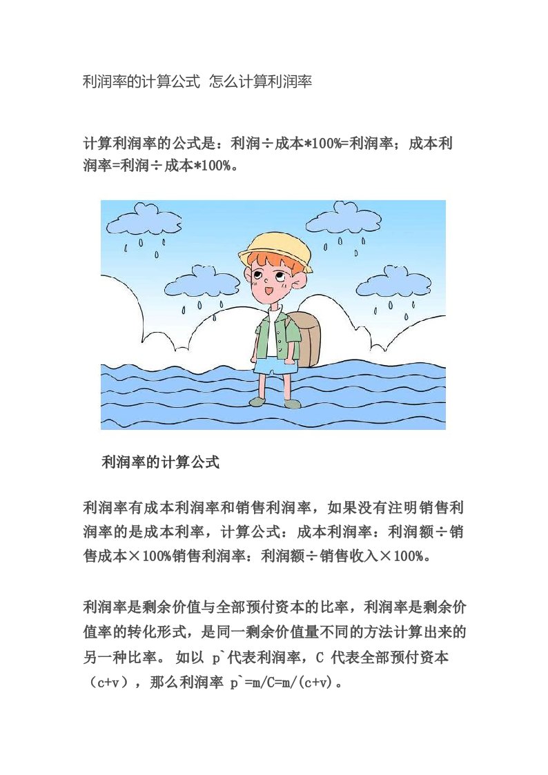 利润率的计算公式