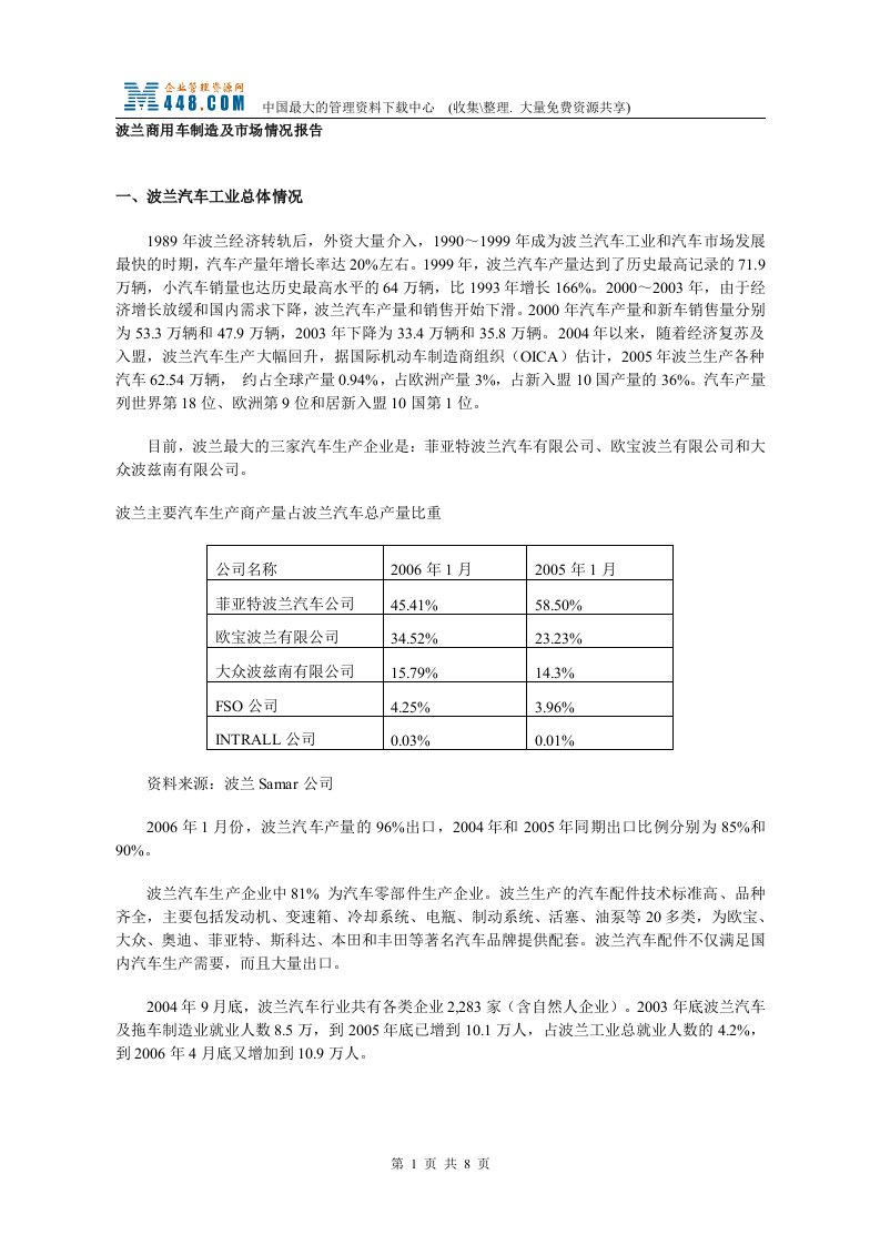 波兰商用车制造及市场情况报告(doc)-销售管理