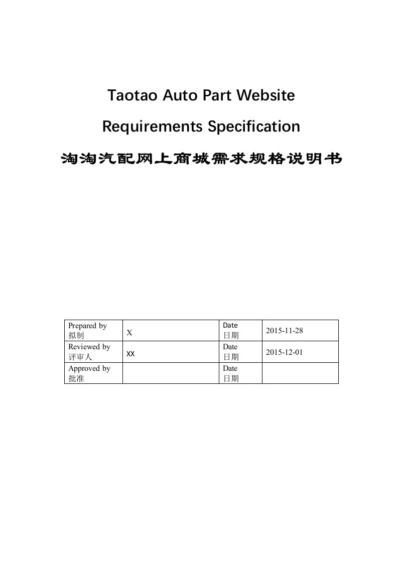 淘淘汽配网上商城需求规格说明书-万涛