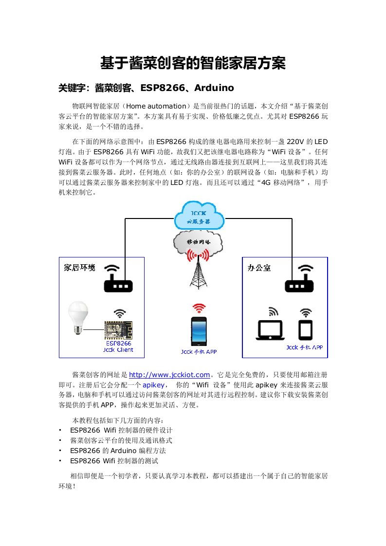 基于酱菜创客的智能家居方案