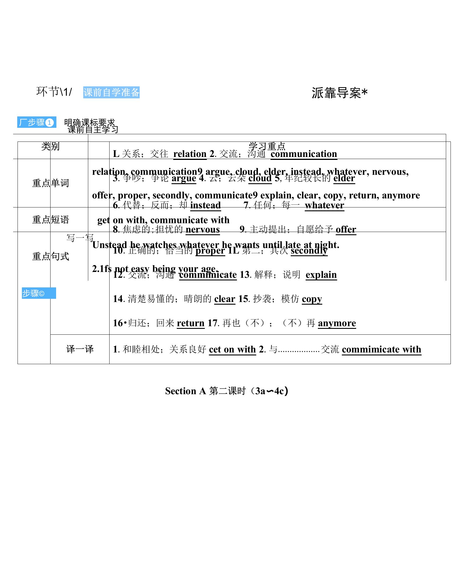 八年级下册英语u4Section