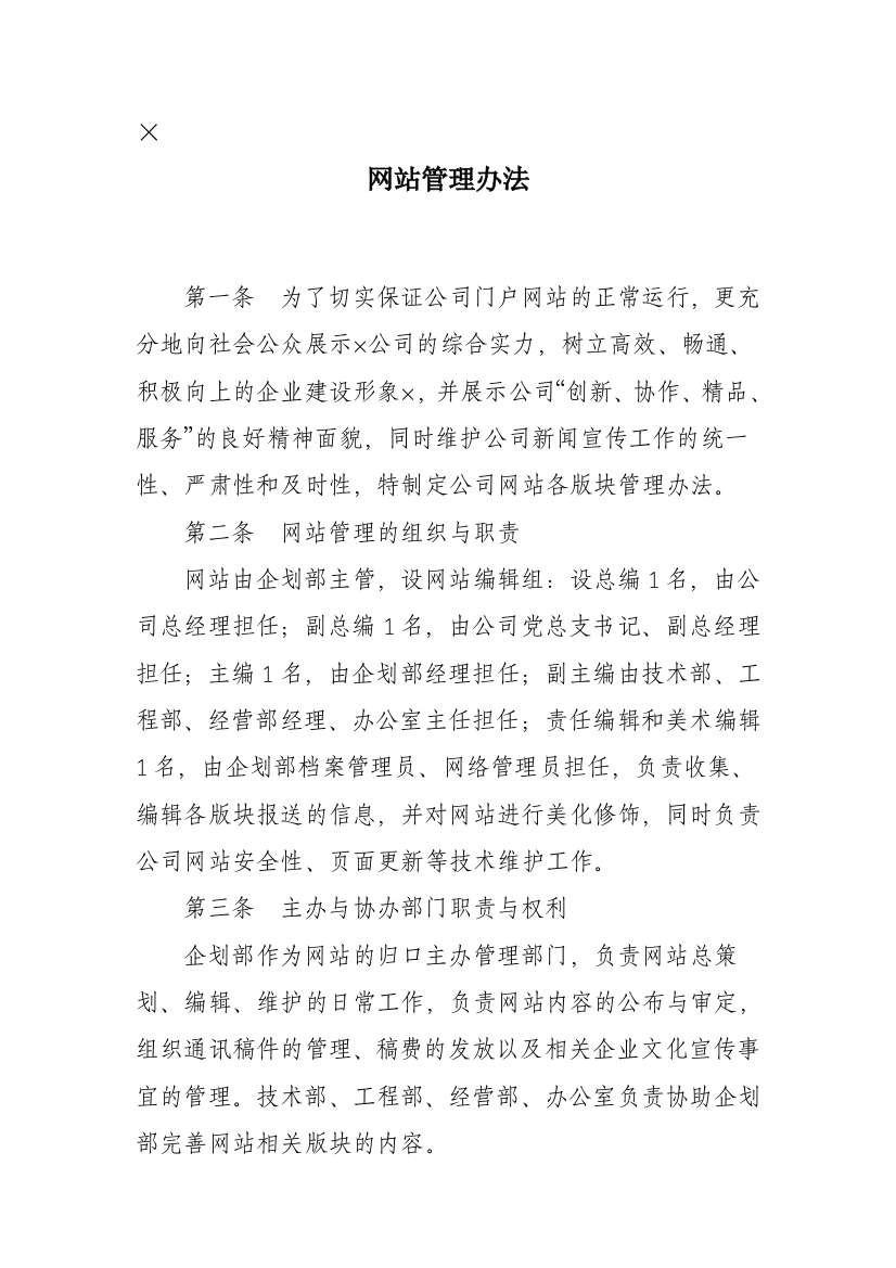 某某公司的网站管理制度