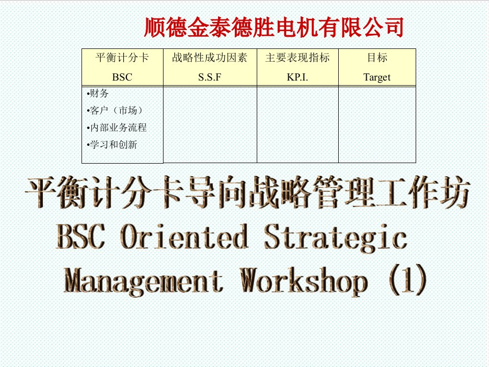 平衡计分卡-平衡计分卡导向战略管理工作坊