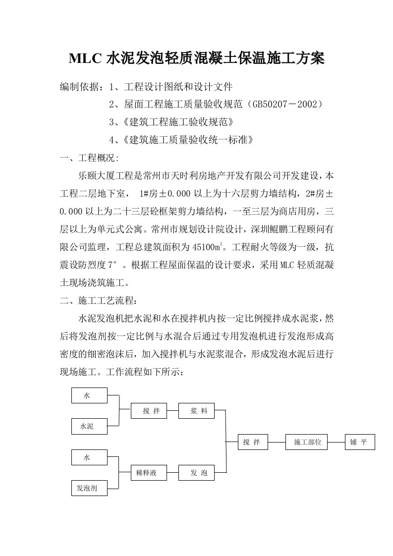 轻质混凝土保温施工方案(1)