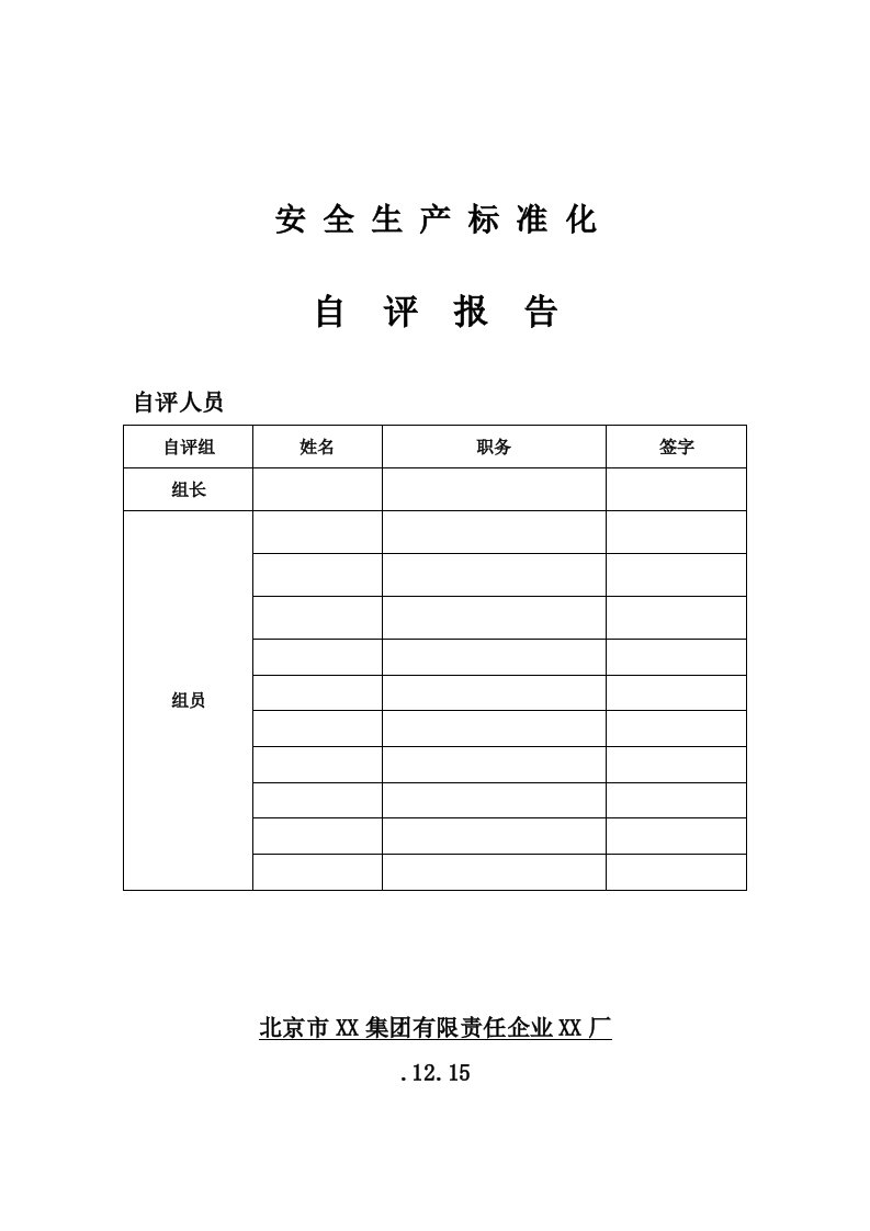 公司安全生产标准化自评报告