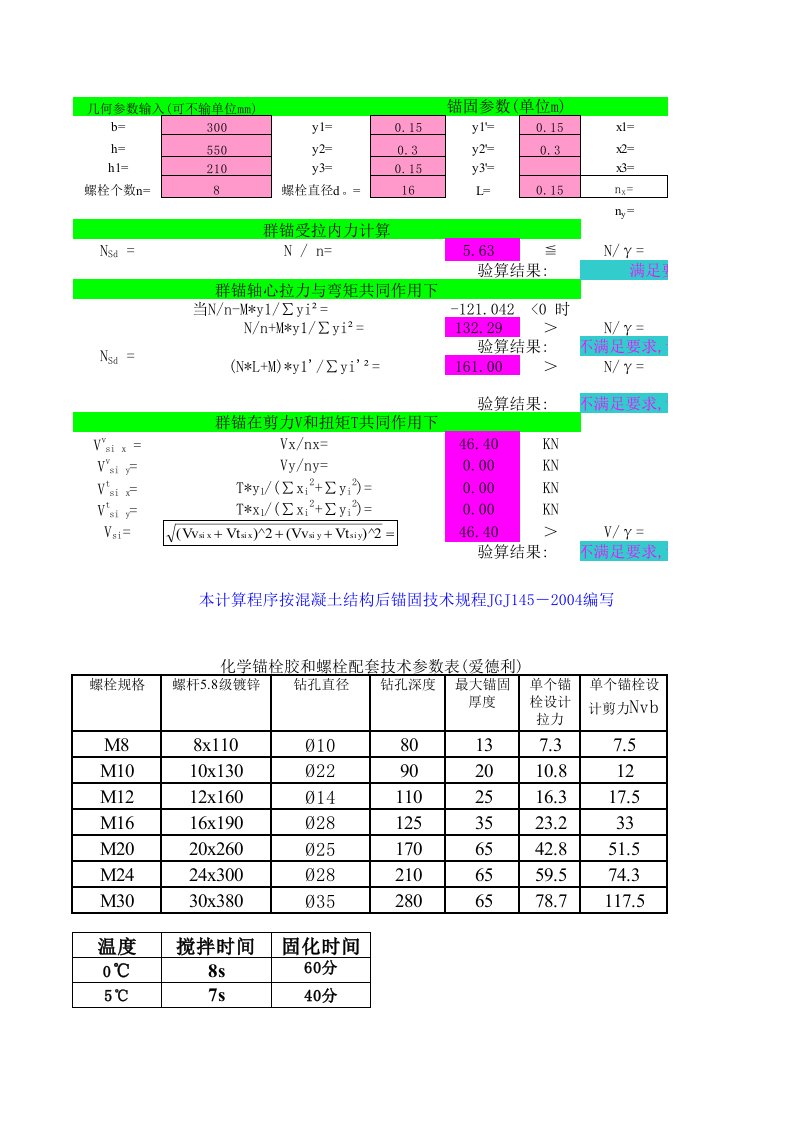 化学锚栓计算小程序