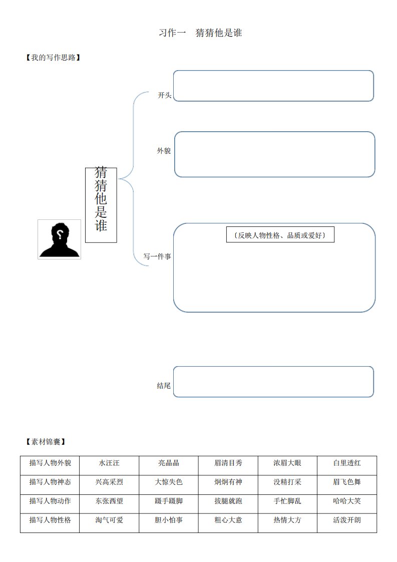 习作一猜猜他是谁学习单