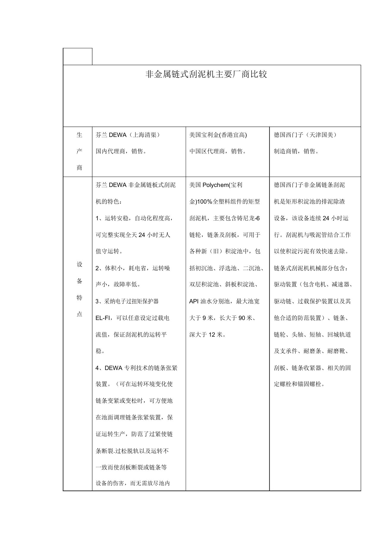 非金属链式刮泥机比较