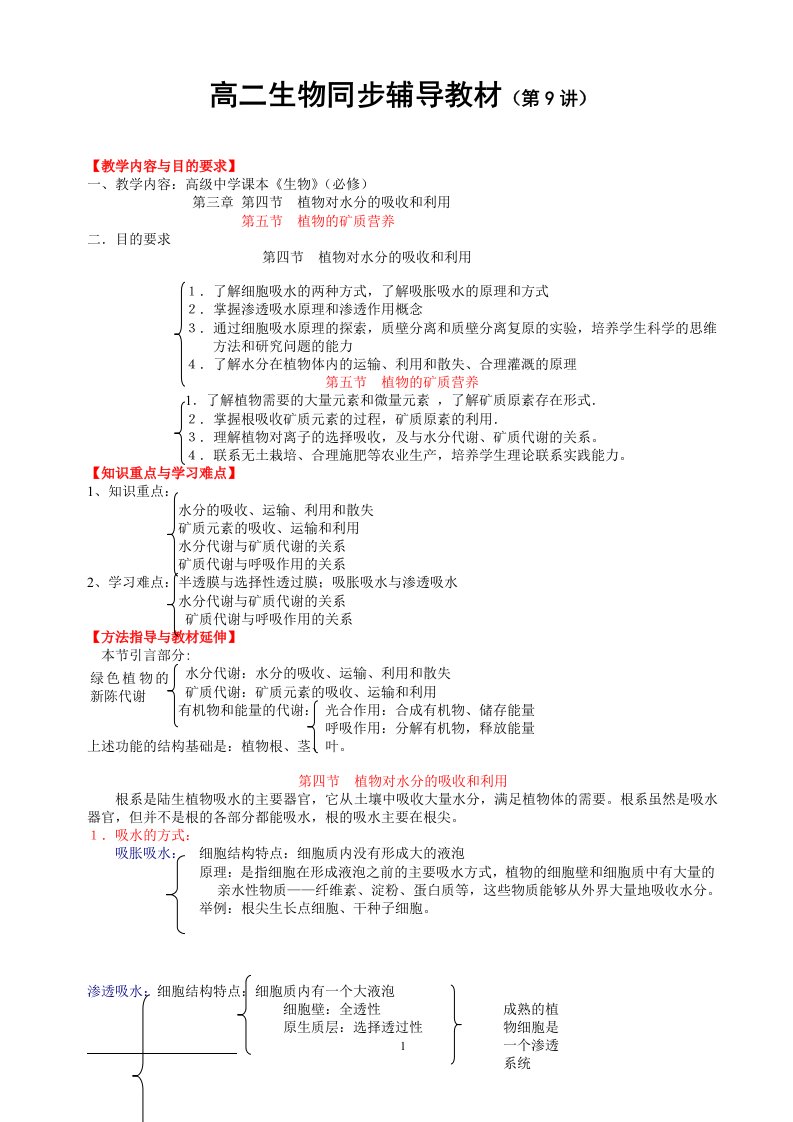 植物对水分的吸收利用及植物矿质营养[]3月31日1512