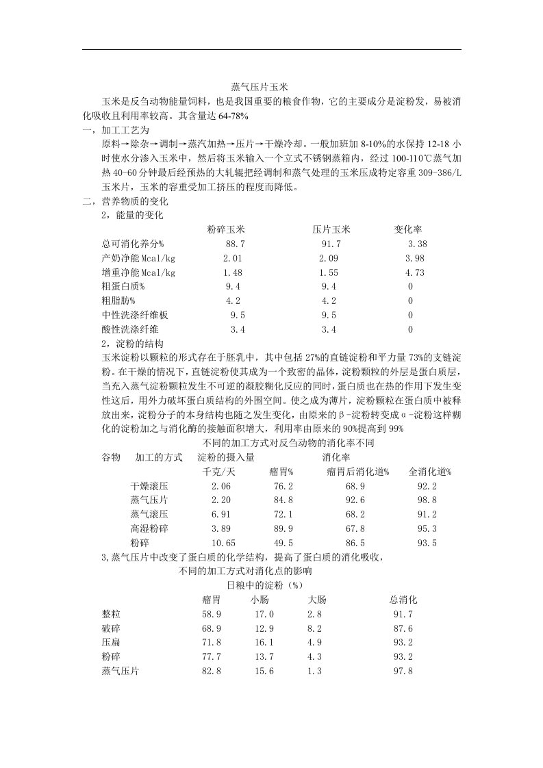 蒸气压片玉米