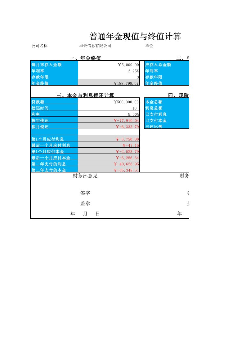 财务部管理-单利现值的计算与资金变化