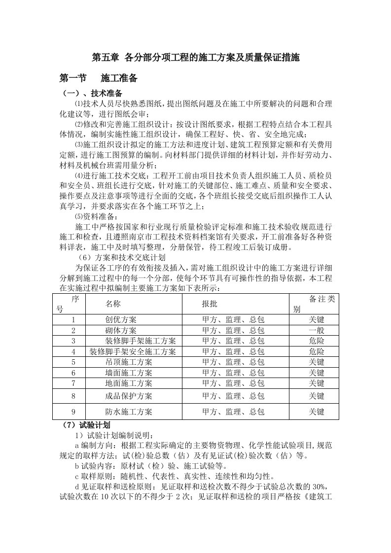 第五章各分部分项工程的施工方案及质量保证措施(原)