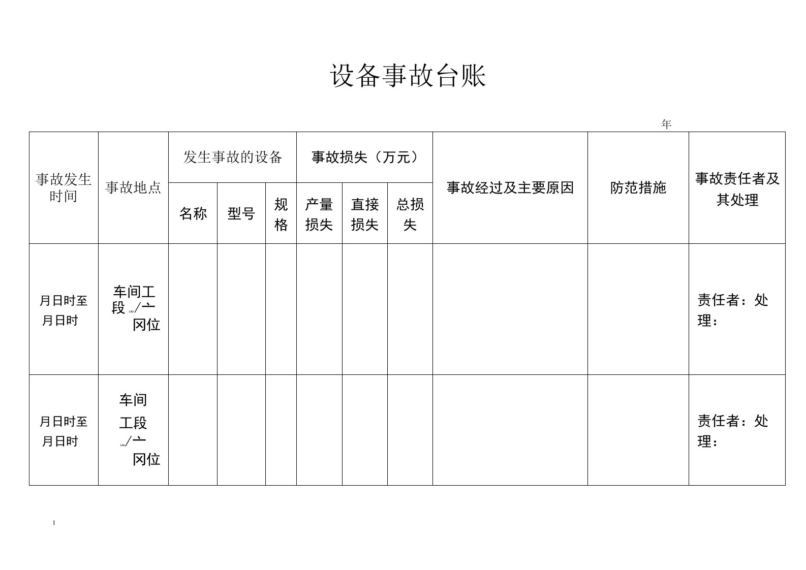 事故台账模板