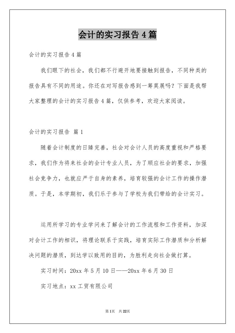 会计的实习报告4篇例文3