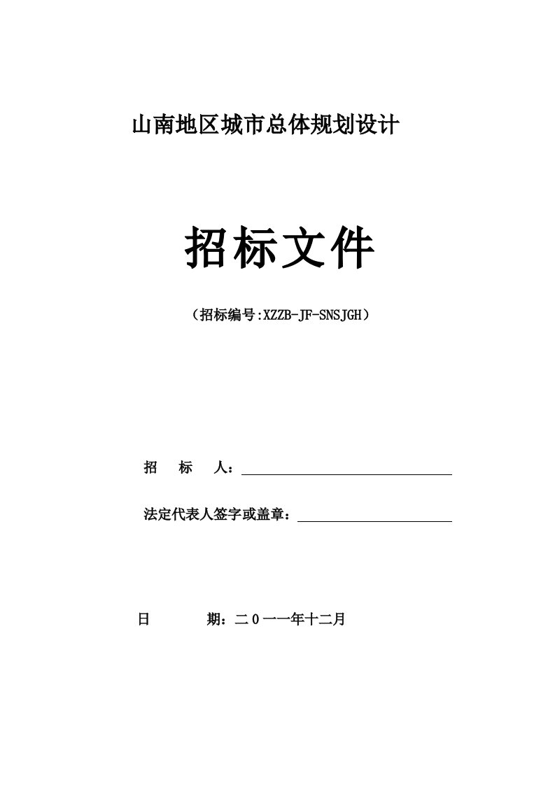 某某城市城市规划招标文件