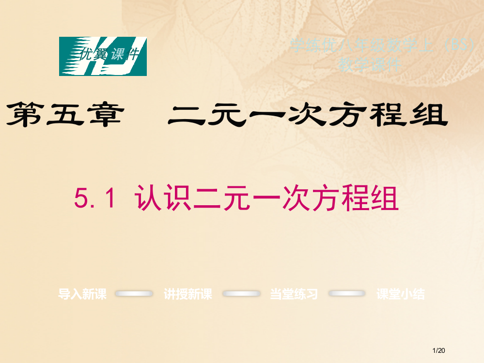 八年级数学上册5.1认识二元一次方程组教学省公开课一等奖新名师优质课获奖PPT课件