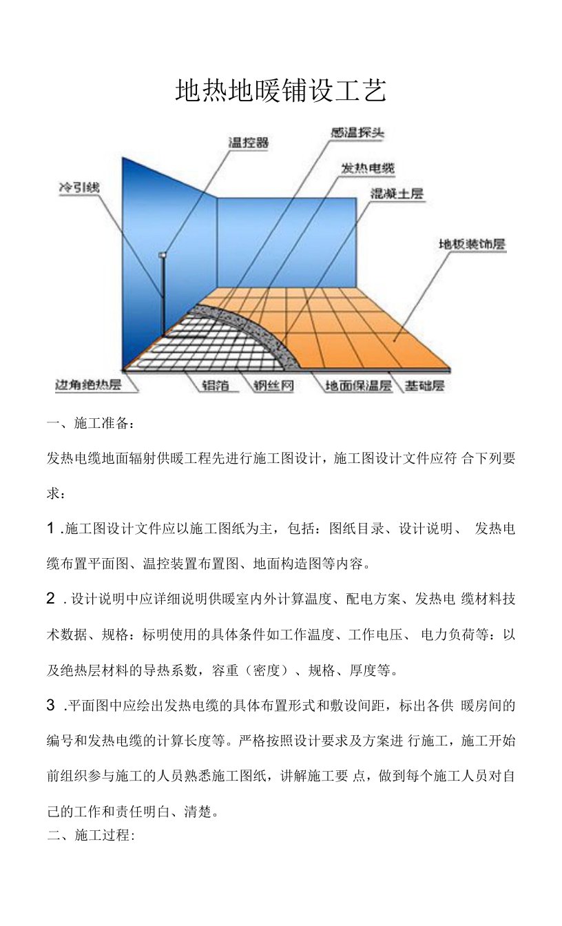 电热地暖施工工艺