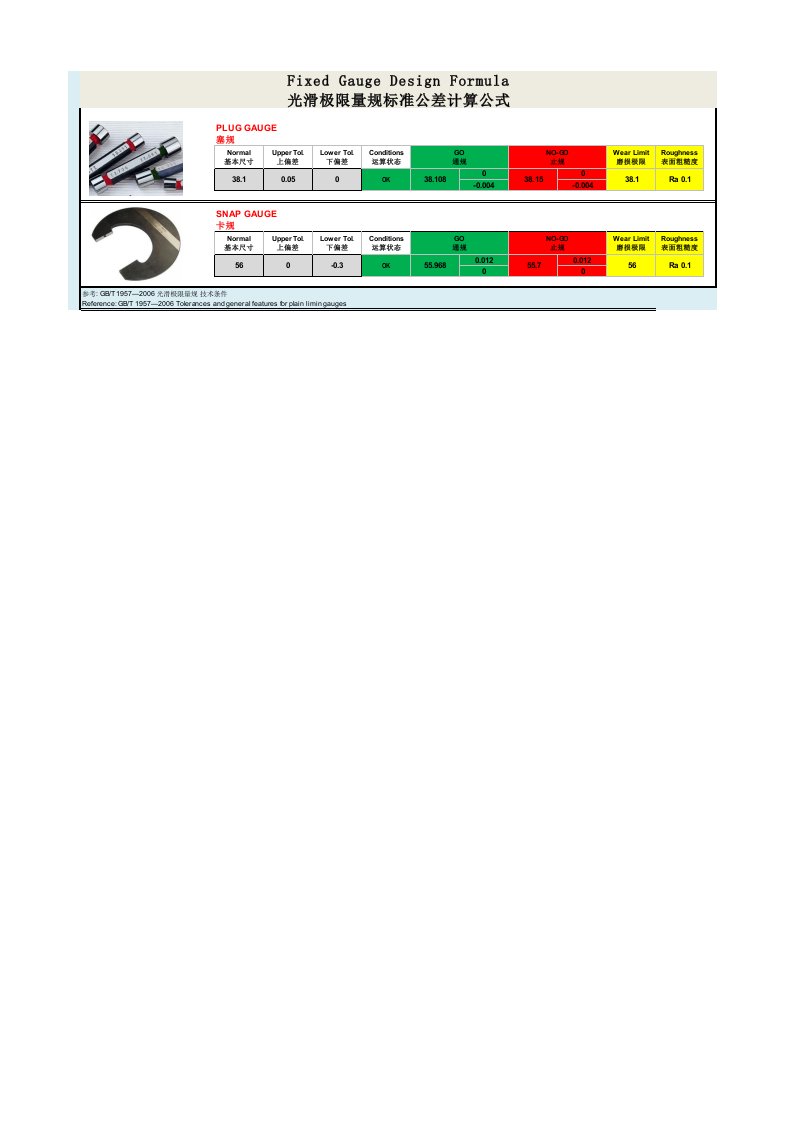 实用通止规设计公差自动计算表
