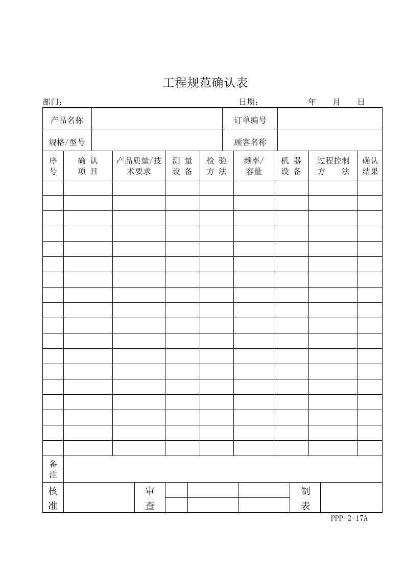 工程规范确认表