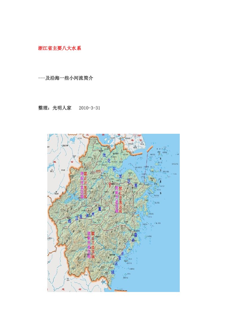 浙江省主要八大水系