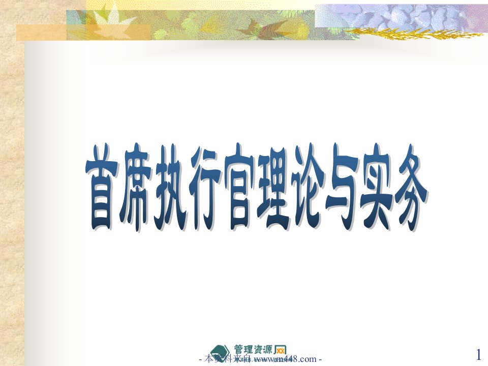 《CEO首席执行官理论与实务培训教材》(51页)-管理培训