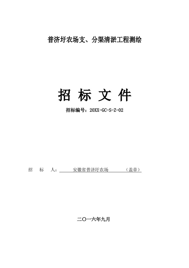 招标投标-普济圩农场支分渠清淤工程项目测绘招标文件