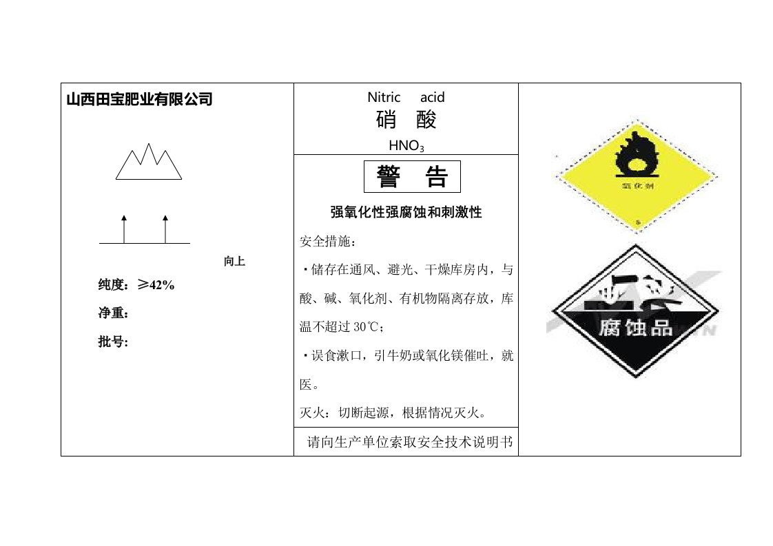 稀硝酸安全标签