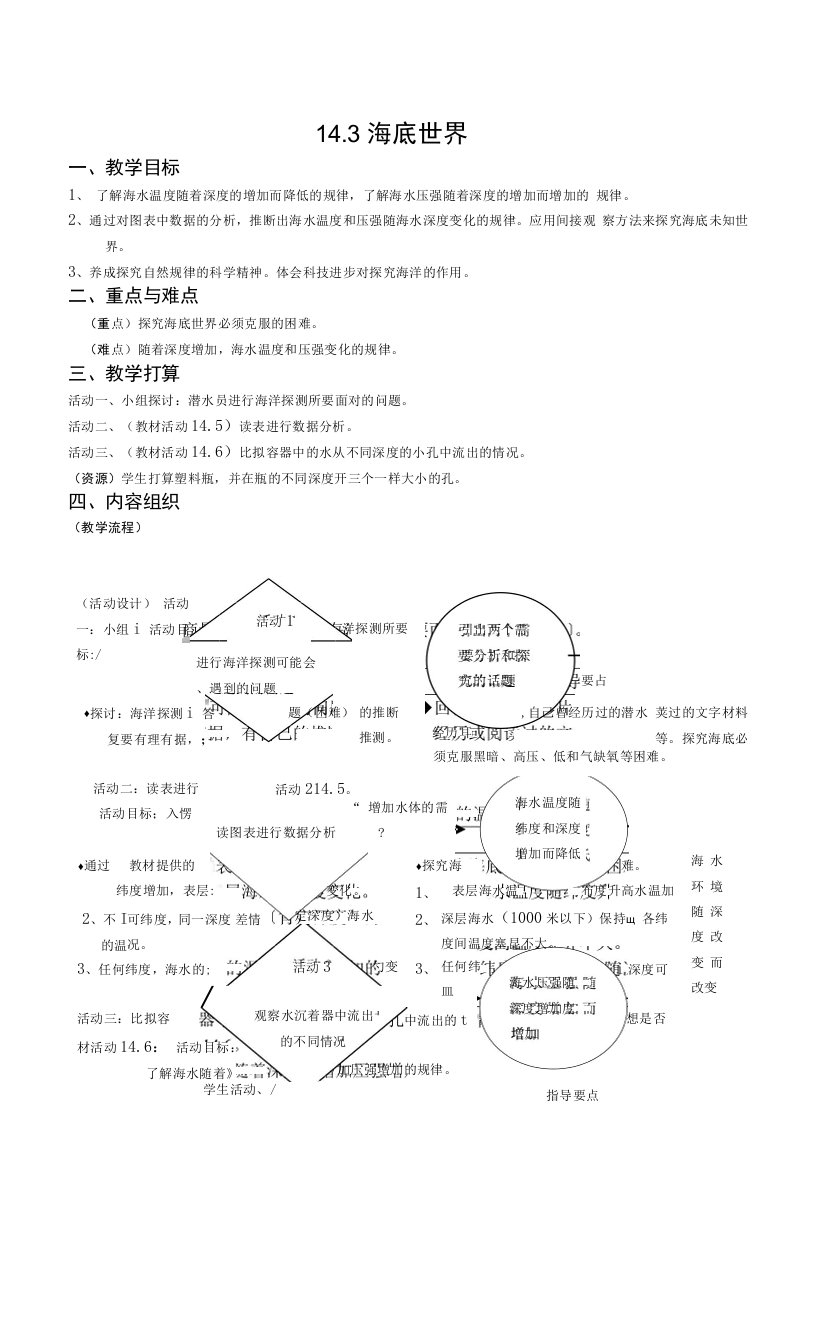 初一科学教案：海底世界