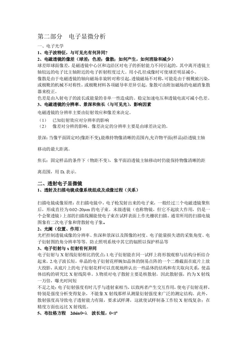 材料现代研究方法习题加答案考试实用