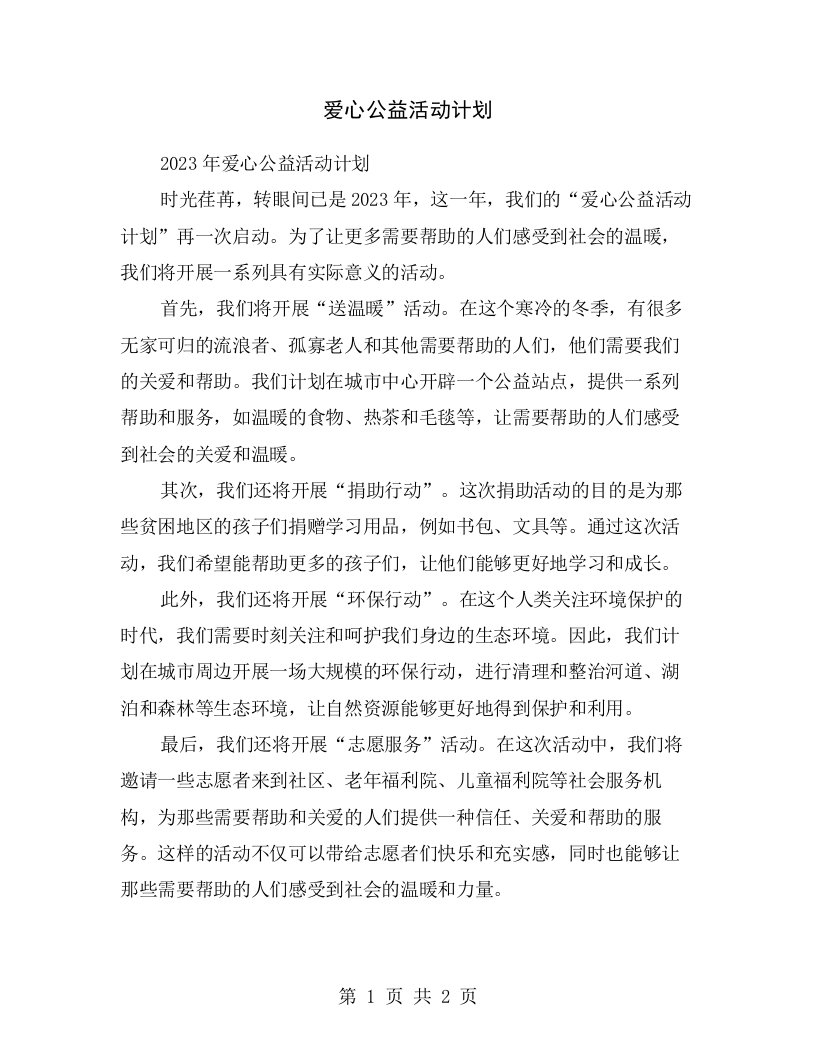 爱心公益活动计划