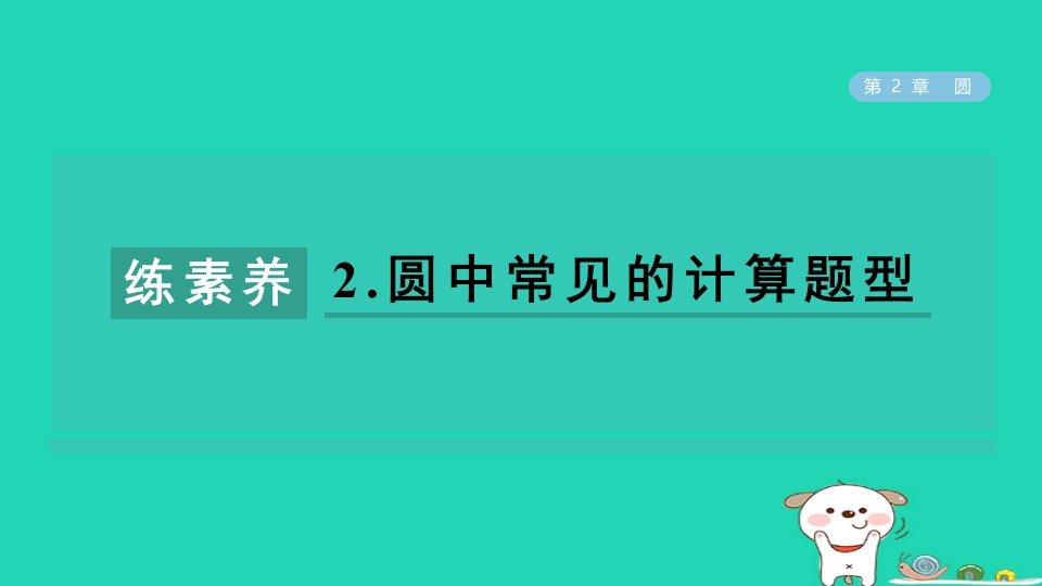 2024九年级数学下册第2章圆集训课堂练素养2.圆中常见的计算题型习题课件新版湘教版