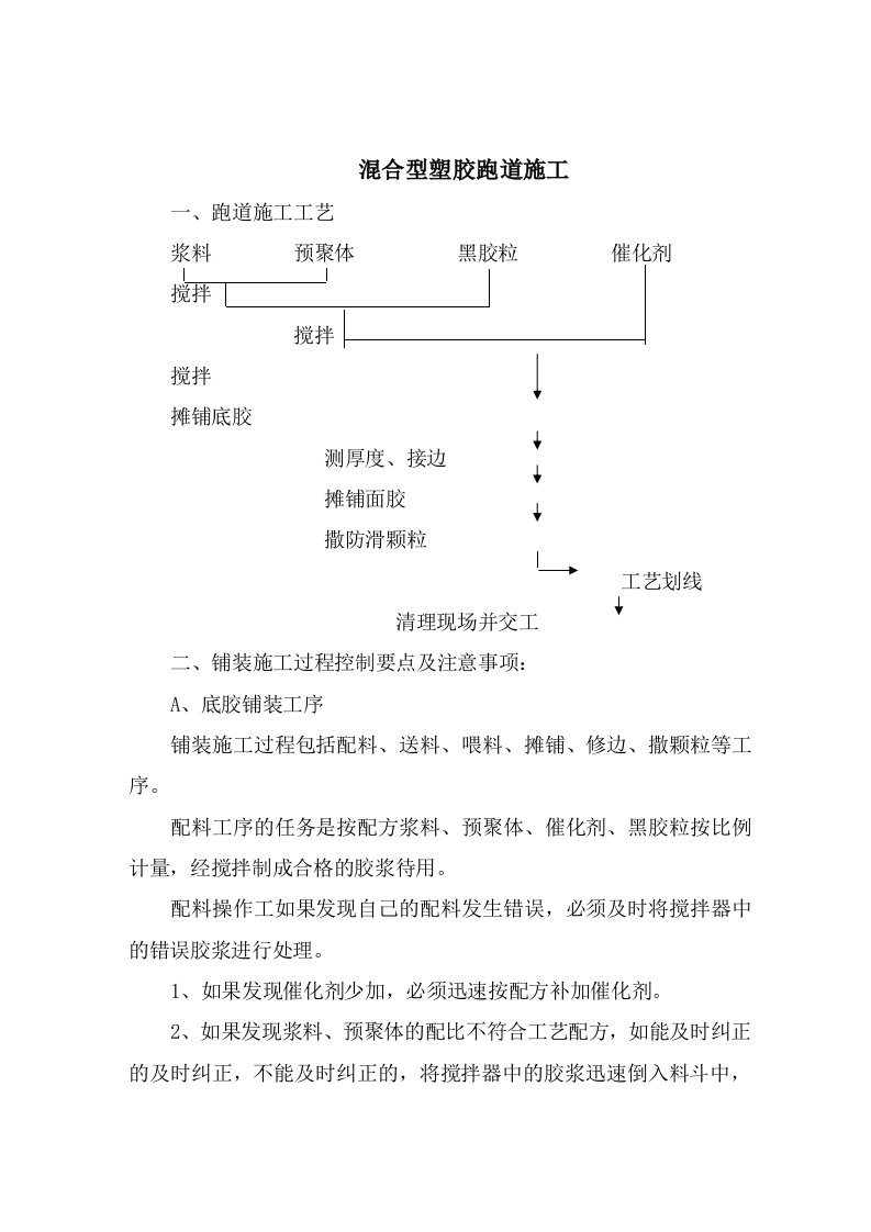 塑胶跑道介绍、施工工艺