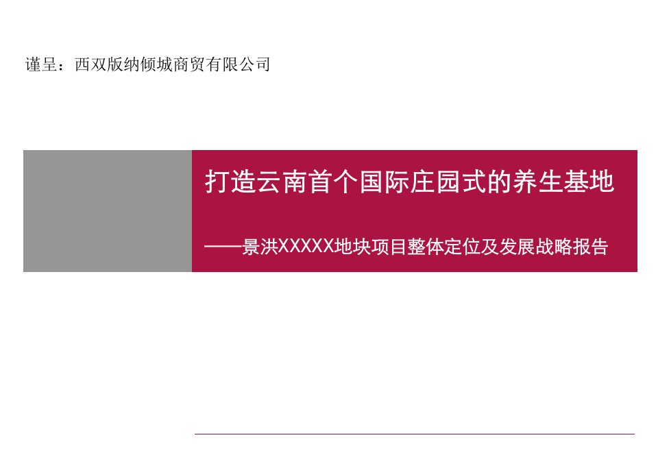 版纳养生项目整体定位、发展战略