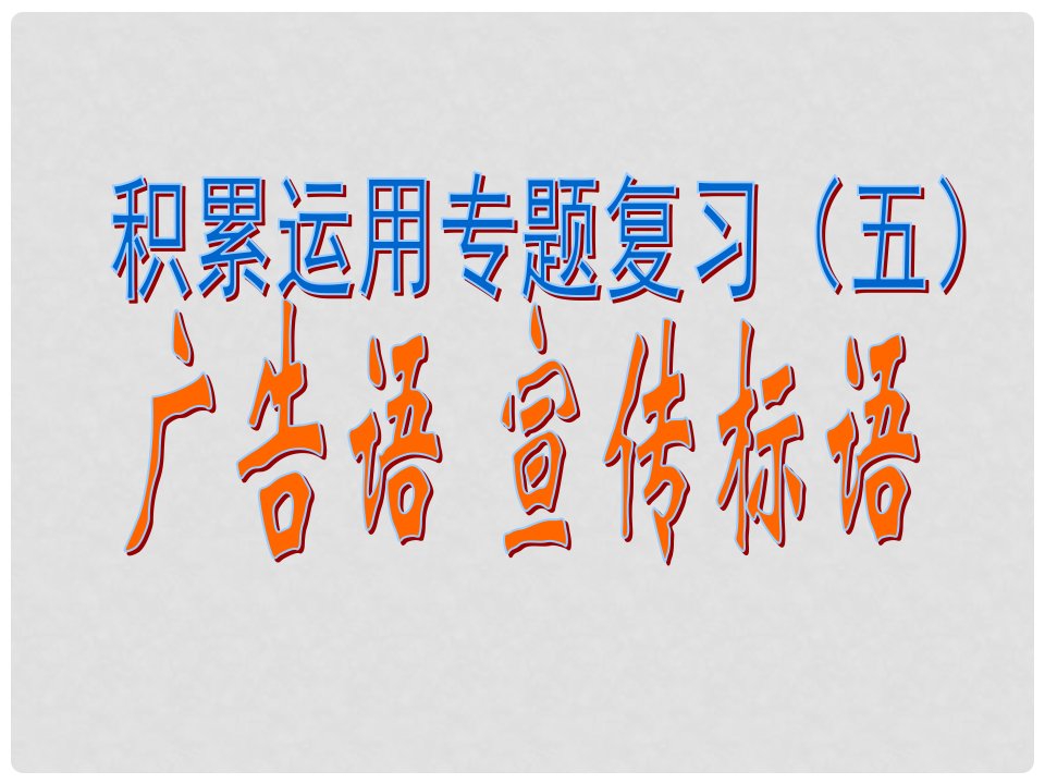 湖南省益阳市大通湖区第二中学中考语文专题复习（五）广告语、标语课件