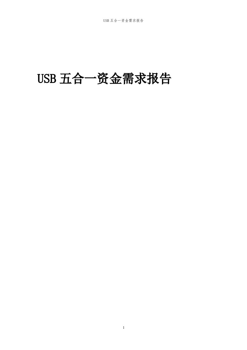 2024年USB五合一项目资金需求报告代可行性研究报告