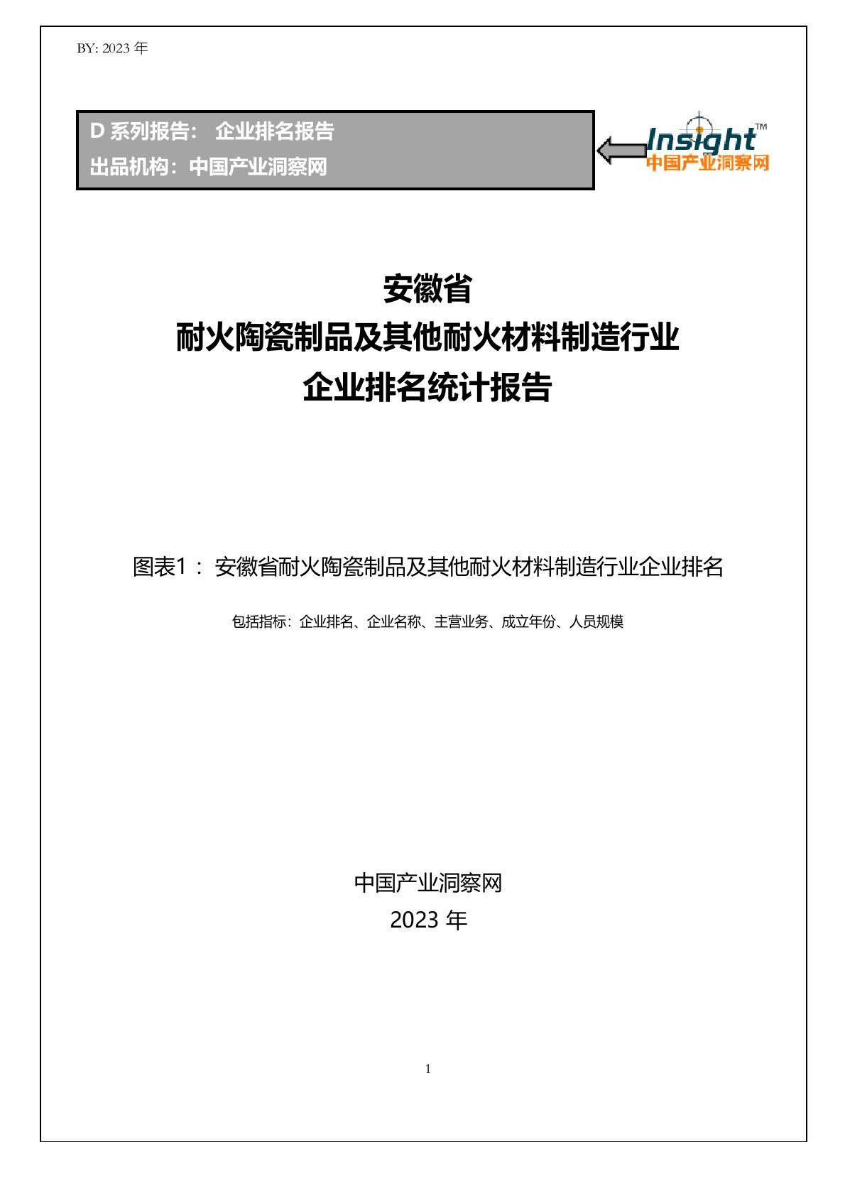 安徽省耐火陶瓷制品及其他耐火材料制造行业企业排名统计报告