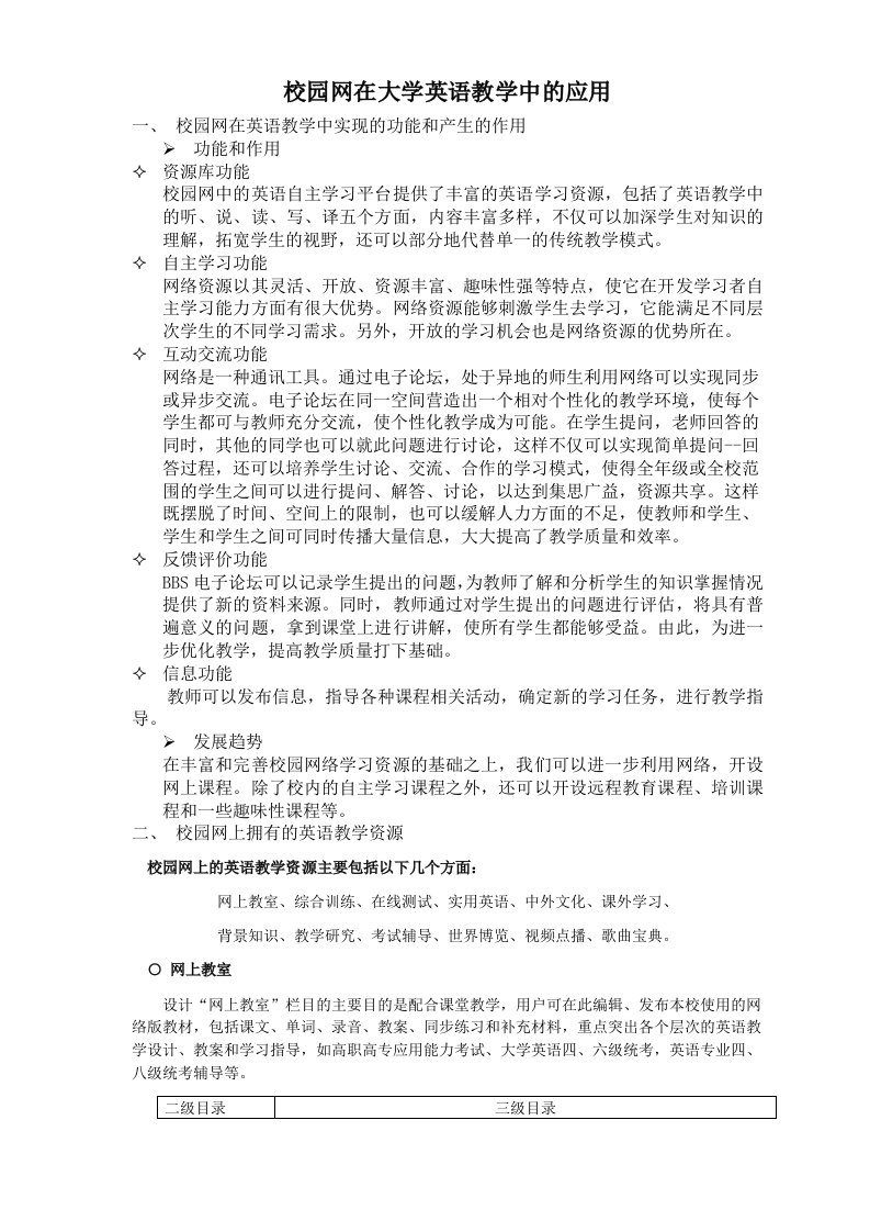 校园网在大学英语教学中的应用